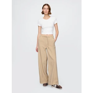 Kadın Bej Mid Rise Ultrasoft Easy Baggy Jean Pantolon