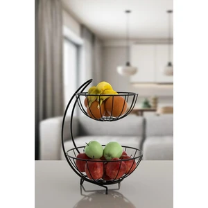 Meyvelik Meyve Sebze Sepeti 2 Katlı Metal Paslanmaz Sebzelik ve Meyve Sunum Dekoratif Sepet