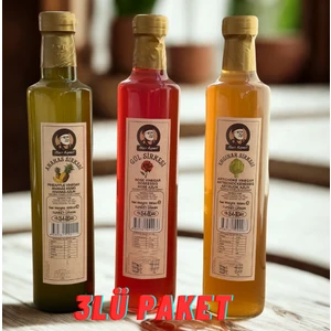 Hacı Kamil 3lü Avantaj Sirke Paketi(Enginar Ananas Gül Sirkesi 500ml Cam Şişe)