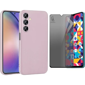 Samsung Galaxy A16 ile Uyumlu Soft Yumuşak Telefon Kılıfı ve Hayalet Privacy Ekran Koruyucu Seti