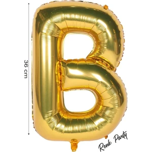 Folyo Balon B Harfi Helyum Balon 36  cm  Gold Renk - B Harf Balon - Harf Folyo Balon - 16 Inch