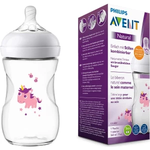 Philips Avent 260 ml Plastik Biberon Desenli 1AY+ Unicorn Desenli Cam Değildir