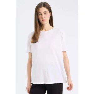 Regular Fit Bisiklet Yaka Basic Düz Penye Kısa Kollu Beyaz Tişört W9584AZ25SP