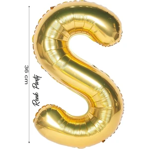 Folyo Balon S Harfi Helyum Balon 36  cm  Gold Renk -S Harf Balon - Harf Folyo Balon - 16 Inch