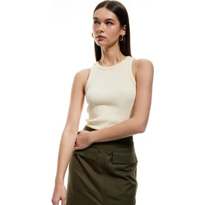 Pamuklu Kolsuz Halter Yaka Basic Fitilli Atlet