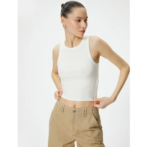 Basic Crop Atlet Bisiklet Yaka Pamuklu Ribanalı