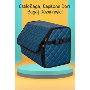Estilobagaj Kapitone Deri Oto Bagaj Düzenleyici Mavi Siyah