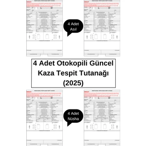 4 Adet Otokopili Güncel Kaza Tespit Tutanağı (2025), Yazılanlar Nüshaya Geçer. 4 Asıl + 4 Nüsha
