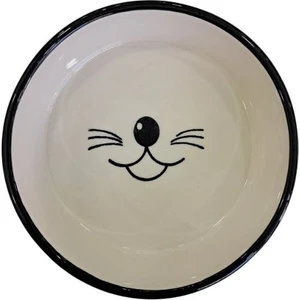 Majo Seramik Yuvarlak Mama Su Kabı Bıyıklı Siyah