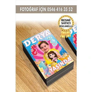 Deniz Kızı Temalı Kişiye Özel Resimli Doğum Günü Magneti 7x5  cm  10 Adet