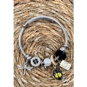 Çelik Charmlı Bileklik Ugurböceği