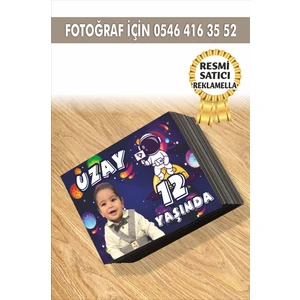 Uzay Temalı Kişiye Özel Resimli Doğum Günü Magneti 7x5  cm  10 Adet