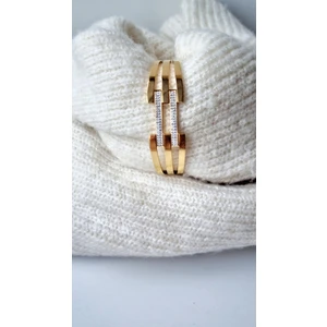 Paslanmaz Çelik 3 Sıralı Taşlı Kelepçe Bileklik