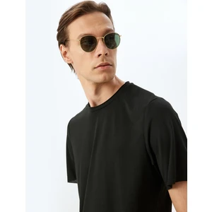 Kısa Kollu Bisiklet Yaka Viskon Karışımlı Basic Tişört