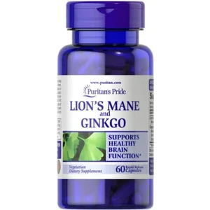 Puritan's Pride Lion's Mane And Ginkgo, Aslan Yelesi Mantarı+Ginkgo Özütü 60 Caps