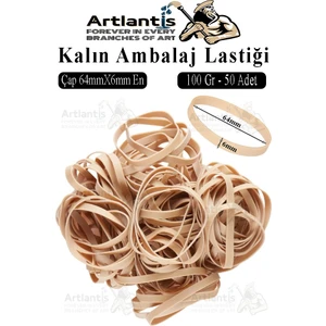 Kalın Ambalaj Lastiği 100 gr 50 Li 1 Paket %100 Kauçuk 64X6MM Geniş Büyük Paket Lastik Kasa Poşet Taşıma Lastiği