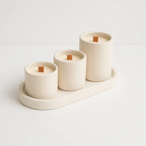 3'lü Tabaklı Tealight Mumluk, Beton Mumluk