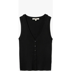 Düğmeli Kolsuz V Yaka Triko Yelek