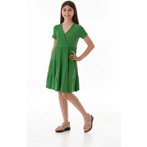 Bürümcük Kumaş V Yaka Kız Çocuk Elbise