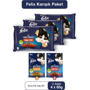 Felıx 4'lü Avantajlı Paket Yavru Tavuklu Pouch Yaş Kedi Maması 85