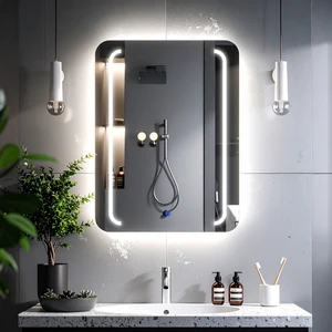 Rectavision Beyaz Led'li Lazer Kumlamalı Lavabo & Banyo Aynası (Dokunmatik Sensörlü)