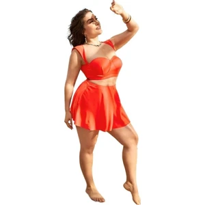 Kadınlar Için Balenli Etekli Büyük Beden Mayo Iki Parçalı Üç Parçalı Mayo (Yurt Dışından)