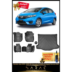 Honda Jazz 2015-2019 Araca Özel 3D Havuzlu Paspas & Bagaj Havuzu Seti+(Hediyeli!)