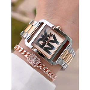Çelik Kasa ve Kordon 5 Atm Suya Dayanıklı 2 Yıl Garantili Kadın Kol Saati+Bileklik DKNY.L0045.4