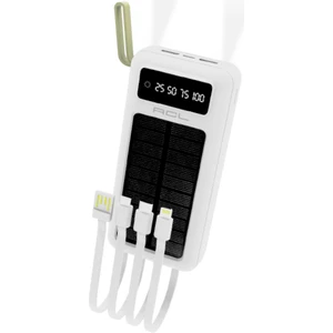 Pw-61 30.000MAH Güneş Enerjili Powerbank Beyaz | 5 Cihaz Aynı Anda Şarj | Usb-C & Lightning & Micro USB & 2x USB Çıkış | Dahili LED Fener