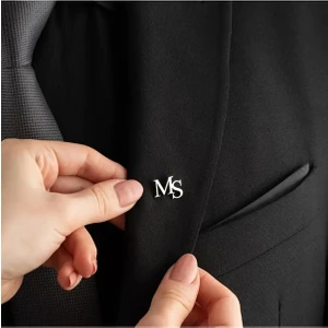 925 Ayar Gümüş 2 Harfli Yaka Iğnesi Damat Hediyesi Kişiye Özel