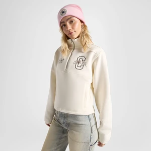 Classic Kadın Yarım Fermuarlı Krem Sweatshirt