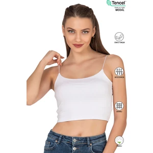 Özkan 27370 Kadın Modal Pamuklu Likralı Esnek Rahat Vücuda Oturan Spagetti Askılı Örme Crop Atlet