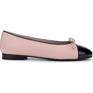 Tamer Tanca Kadın Hakiki Deri Siyah Rugan/pudra Babet Ayakkabı 820 630 Bn Ayk Y25 Syh Rgn/pudra