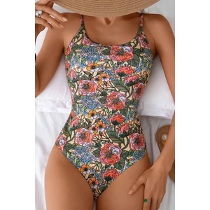 Çiçek Baskılı Astarlı Tek Parça Mayo