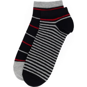 U.S. Polo Assn. Erkek Siyah 2'li Gri Çizgili Patik Çorap 50311355-VR046