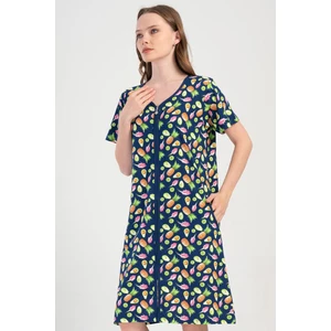 Kadın Büyük Beden Kısa Kol Fermuarlı Ev Elbisesi C1T1N2O904