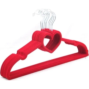 Premium Serisi 20'li Ekonomik Paket Kadife Kaydırmaz Elbise Kıyafet Askısı Kırmızı