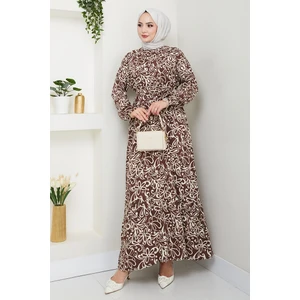 Zelal Dokuma Viskon Elbise 1480 - Kahve