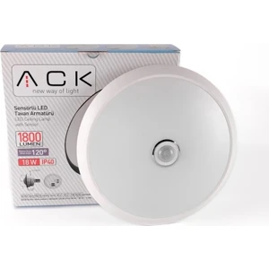 Ack 18W 6500K Sensorlu LED Tavan Armaturu Acil Kitli