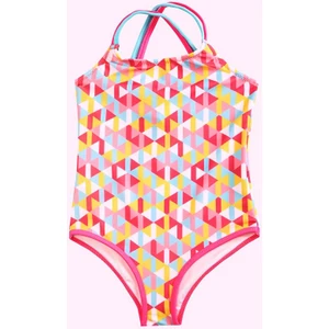 Pembe Biyeli Baskılı Kız Çocuk Mayo DB200545CM