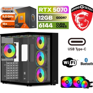 Gaming Pc Ddr5 – Rtx 5070 12 GB – Ryzen 7 7800X3D – 32GB – 64GB Ddr5 Ram – 1 Tb M.2 SSD – Windows 11 Pro – Sıvı Sogutmalı
