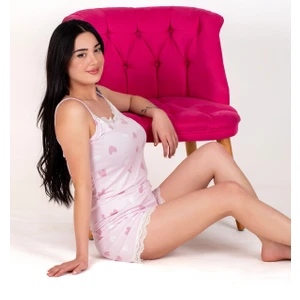 Kadın Kalp Desenli İp Askılı Şortlu Yumuşak Dokulu Pijama Takımı