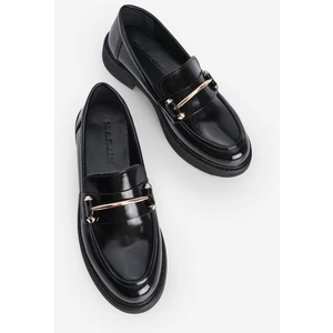 Kadın Loafer Makosen Casual Tokalı Günlük Ayakkabı Forye Siyah Açma