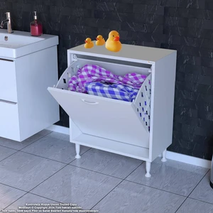 Modilayn Söke Banyo Için Sihirli Kutu 60X75X32,5 Cm’ Lik 1 Göz Sepet Hazneli Mini Banyo Dolabı