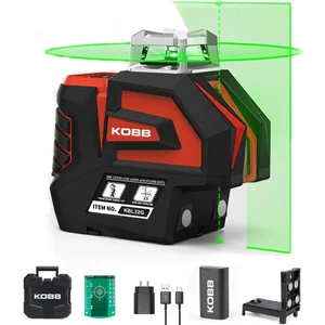 Kobb KBL32G Profesyonel Li-Ion Yatay 360° ve Dikey Otomatik Hizalamalı Yeşil Nokta Şakül ve Yeşil Çapraz Çizgi Lazer