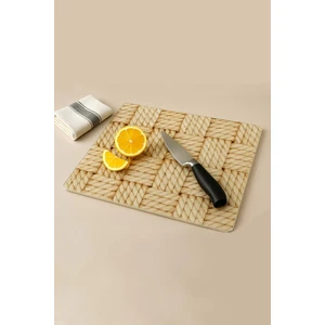 Miabella Home Cam Kesme Tahtası 20X30 – Hasır Görünümlü, Mutfak Doğrama Tahtası, Hijyenik Kaymaz