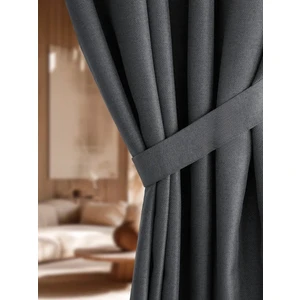 Taç Deste Keten Karartma Fon Perde Antrasit Pilesiz