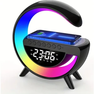 G Bluetooth Hoparlör 15W Hızlı Şarj Gece Lambası Alarm Özel Asistan LED Ambiance 5in1