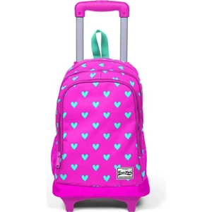 Coral High Çekçek Pembe-Turkuaz Kalp Desenli Okul Sırt Çantası  23133