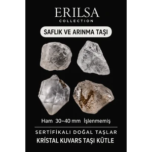 Tesbih Atölyesi Sertifikalı Ham İşlenmemiş İri Kristal Kuvars Taşı Kütle El Taşı Arındırıcı Enerji Zihinsel Netlik